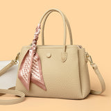 2025 Tote bag popular new silk scarf casual handbag fashionable versatile shoulder bag large capacity soft leather messenger bag