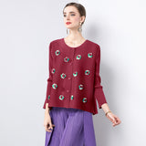 Miyake Hot Trade Loose and Versatile Three-dimensional Decorative Design Sense Folded Small Jacket Casual Long Sleeve Top Women