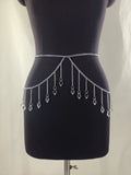 2025 FB3475  body chain transparent crystal gemstone pendant fringed chain chest chain waist chain leg chain body chain
