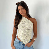 women's clothing popular summer new women's clothing  solid color waist asymmetrical diagonal collar top New wholesale