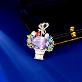 2025 Design Sense High-end Clothing Wholesale Cardigan Fixed Clothes Pin Suit Accessories Enamel Color Oil Drop Flower Basket Brooch