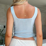 HULIANFU New spring and summer hot sale new knitted sweater Spice Girl pit strip short splicing small vest solid color bottoming shirt outer wear women