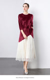 Hepburn style sequined mesh splicing velvet dress women's clothing popular autumn and winter new  celebrity temperament dress
