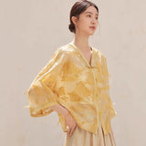Women's spring coat, fringed jacquard design slightly transparent thin, new Chinese shirt cardigan high sense C0135
