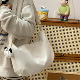 HULIANFU 2025 popular niche high-end pleated bag women's bag casual shoulder bag messenger bag fashionable street simple solid color bag