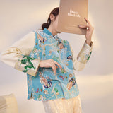 New Chinese style satin flower embroidery sequined vest loose slim temperament high-end top women M3020