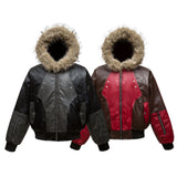 A79B n retro popular winter trend coat splicing color matching thickened men's thermal hooded seat mountain carving cotton suit