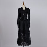 Commuter light and familiar style suit skirt  new Korean wear lace splicing gentle and sweet Hong Kong style two-piece set