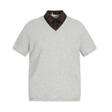 0245 n street tide deconstruction lapel splicing design men's street senior sense fit version polo short-sleeved T-shirt
