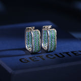 2025 Light luxury high-end earrings, geometric simplicity and versatility, slightly inlaid with zirconium three-dimensional square earrings, designer ear buckles