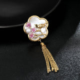 2025 New natural mother shell, national style retro cheongsam, corsage cardigan pin, magpie flower happy on the branches, fringed brooch
