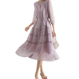 2025 Temperament super fairy silk dress heavy mulberry silk fairy dress high-end  women's clothing new long skirt summer