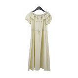 2025 THE MIND100 Tencel one-word shoulder dress 2025 summer Korean version simple waist and thin dress 012AX