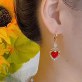 Love earrings women's niche design sense advanced popular new dragon and phoenix chengxiang nourishing ear hole temperament earrings earrings