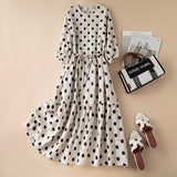 summer new retro literary temperament polka dot five-quarter sleeve pullover loose large size medium and long dress