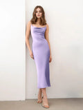 2025 Summer new satin suspender skirt swing collar suspender fishtail dress popularwildberries hot sale new