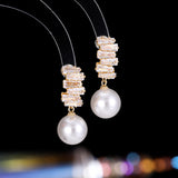 2025 New  retro fashion earrings women's light luxury niche high-end super personalized design flash zircon pearl earrings