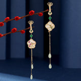 2025 Chinese style Hanfu fringed pendant cheongsam pressure placket Guochao natural fritillary ruyi flower retro style clothing accessories