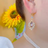 Luxury temperament purple crystal earrings women's  new trendy high-end ear buckle Internet celebrity fashion explosion earrings