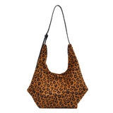HULIANFU 2025 Bag women's autumn and winter new leopard print pattern single shoulder portable oblique span nylon women's bag large capacity shopping bag bucket bag