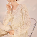 New Chinese temperament velvet splicing loose shirt  spring new elegant mulberry silk top women's N3026