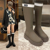 2025  Coarse heel boots popular new autumn and winter velvet versatile thick-soled round women's boots