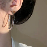 Geometric circle earrings  new trendy temperament high sense atmosphere exaggerated earrings diamond ring earrings women