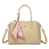 2025 Tote bag popular new silk scarf casual handbag fashionable versatile shoulder bag large capacity soft leather messenger bag