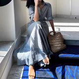 2025 spring and summer new linen shirt top wrap skirt set