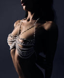2025 LH2962  vest fashion personality multi-layer wave fringed pearl chain neck top small vest body chain