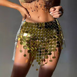 2025 234049 Cross-border hot-selling acrylic sheet sheet sequin hand-spliced multiple fringed waist chain, belt body chain