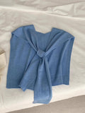 2025 Good-looking blue spring and autumn new ins style versatile Popular style knitted blue shawl air conditioner neck vest woman