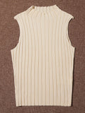 HULIANFU Summer  's new solid-color knitted top, 2025 women's clothing, sleeveless pit strips, slim-fitting outer vest