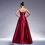 2025 high-end temperament elegant waist wrap chest collar long banquet evening dress bridesmaid dress