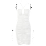 2025 ins hot-selling early autumn new dresses for women, fashionable and sexy babes, straps, backless folds, suspenders, short skirts