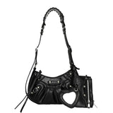 HULIANFU 2025 Crocodile pattern underarm bag women's popular pleated crescent bun mother shoulder bag women's  retro rivet locomotive bag