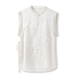 Summer new national style flower and bird embroidery mulberry silk vest women's clothing new Chinese vest high sense outside M4007
