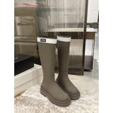 2025  Coarse heel boots popular new autumn and winter velvet versatile thick-soled round women's boots