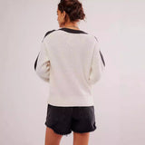 2025wholesale popular winter knitted sweater women, splicing Y2K street style round neck loose knitted sweater women
