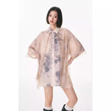 Plant dyed yarn short-sleeved shirt top women's spring and summer juvenile wear women's shirt B0345