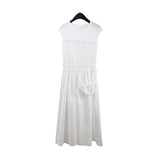 2025 THE MIND Tencel splicing dress 2025 high waist and thin pendulum A-shaped skirt T5012X (with bag)