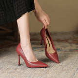 2025 988A pointed single shoes women's 2025 new thin heel shallow mouth  pointed professional temperament fashion high heels