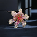 2025 Three-dimensional flower zircon brooch heavy industry high-end luxury fixed clothes pin temperament coat dress coat accessories