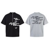 5520 n Street Summer Waffle Premium Letter Printing Design Men's Loose Zipper Short Sleeve T-Shirt