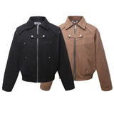 K45 n Vintage  Spring Neutral Street Deconstruction Metal Buckle Premium Men's Loose Jacket