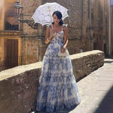 HULIANFU Cross-border new spring and summer off-the-shoulder 2025 women's clothing fashion organza fairy gas long temperament evening dress dress