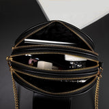 HULIANFU Three-layer zipper rhombus shoulder bag women's small bag crossbody mobile phone bag women middle-aged mother small round bag women New soft leather