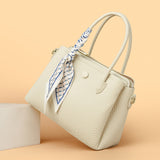 2025 Tote bag popular new silk scarf casual handbag fashionable versatile shoulder bag large capacity soft leather messenger bag