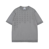 6450 n summer street tide old money style retro solid color design loose men's crew neck knitted sweater short sleeve T-shirt