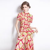 popularT-shirt women's new high-end niche age-reducing suit pleated versatile top loose and thin pleated pants